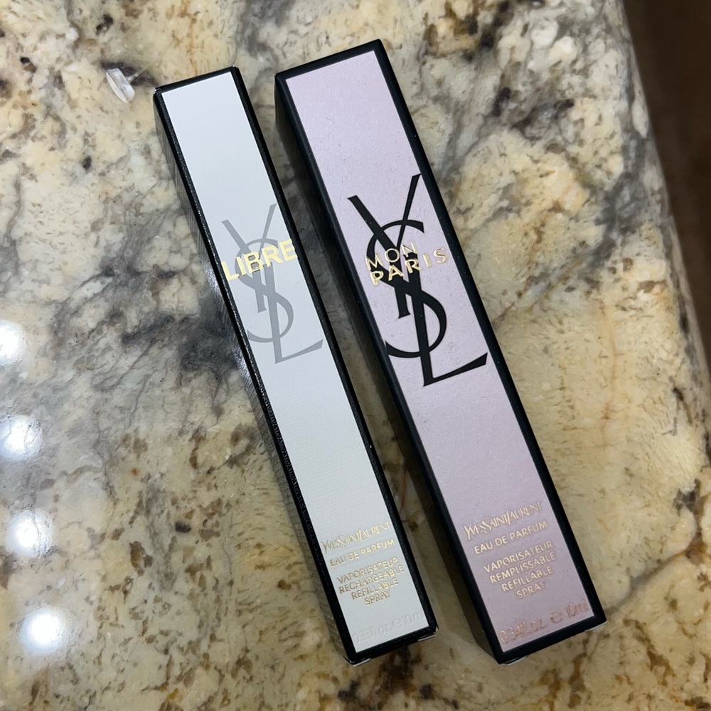 Yves Saint Laurent Libre and Mon Paris Perfume Set - White and Pink